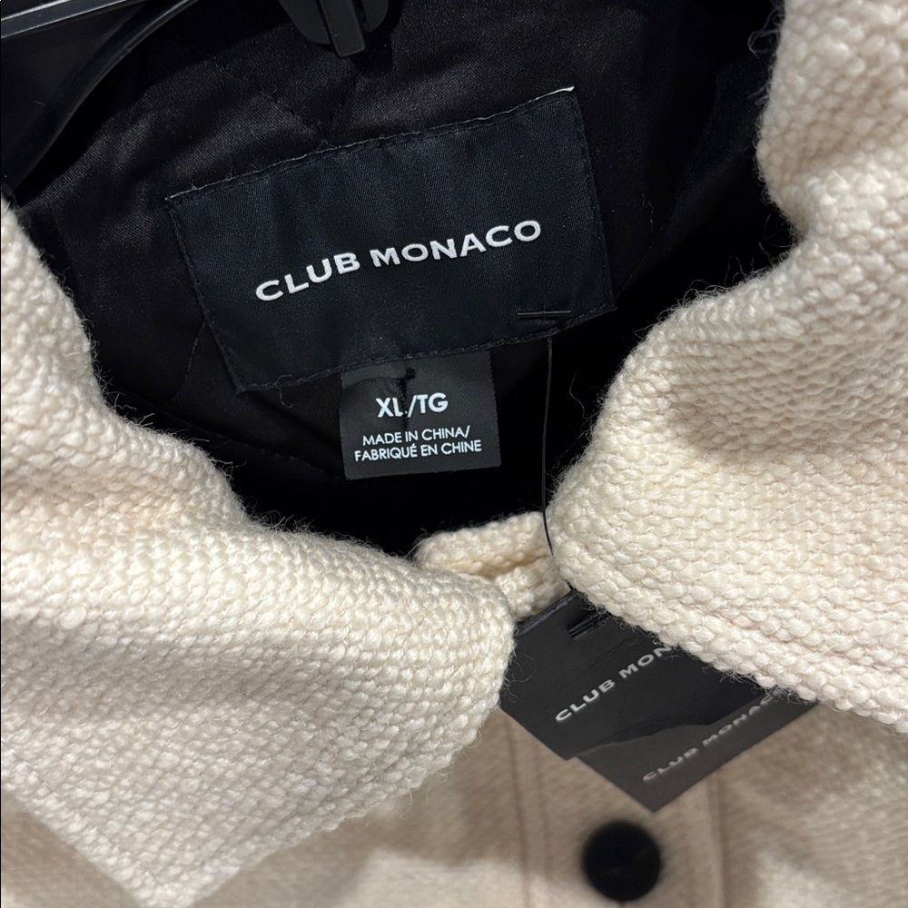 🆕Club Monaco Quilted Boucle Shirt Jacket | Egret | Size XL —BNWT - Picture 8 of 11